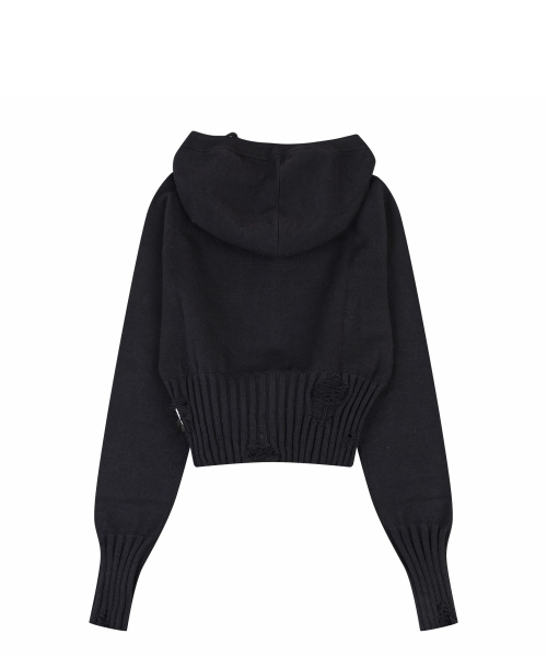 ORDINARY HOLIDAY（オーディナリー ホリデー）の「POM-POM KNIT HOOD ZIP-UP [BLACK]（パーカー・レディース・その他・FREE）」の4枚目の写真