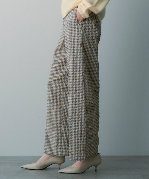 SERENO(セレーノ)の「リネンブレンド チェックパンツ(その他パンツ・レディース・ベージュ・S/M)」の4枚目の写真