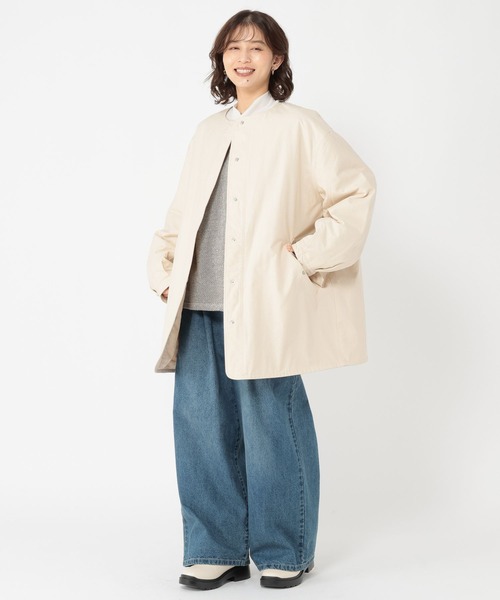 studio CLIP（スタディオクリップ）の「リバーシブルノーカラーコート[プチサイズあり]（ノーカラーコート・レディース・アイボリー/ベージュ/ライトグリーン・PF/FREE）」の7枚目の写真