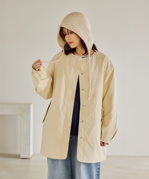 studio CLIP（スタディオクリップ）の「リバーシブルノーカラーコート[プチサイズあり]（ノーカラーコート・レディース・アイボリー/ベージュ/ライトグリーン・PF/FREE）」の11枚目の写真