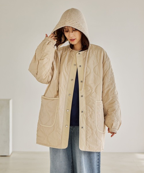 studio CLIP（スタディオクリップ）の「リバーシブルノーカラーコート[プチサイズあり]（ノーカラーコート・レディース・アイボリー/ベージュ/ライトグリーン・PF/FREE）」の12枚目の写真