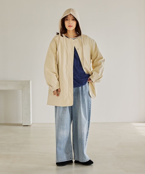 studio CLIP（スタディオクリップ）の「リバーシブルノーカラーコート[プチサイズあり]（ノーカラーコート・レディース・アイボリー/ベージュ/ライトグリーン・PF/FREE）」の17枚目の写真