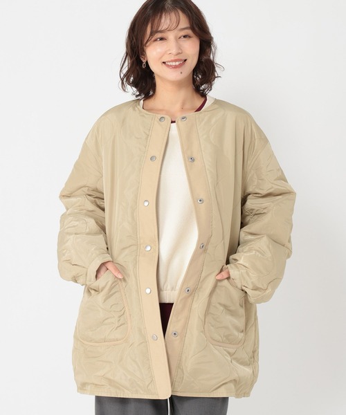 studio CLIP（スタディオクリップ）の「リバーシブルノーカラーコート[プチサイズあり]（ノーカラーコート・レディース・アイボリー/ベージュ/ライトグリーン・PF/FREE）」の21枚目の写真