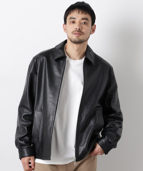 NANO universe(ナノユニバース)の「レザーシングルライダースジャケット(ライダースジャケット・メンズ・ブラック・S/M/L/XL)」の1枚目の写真