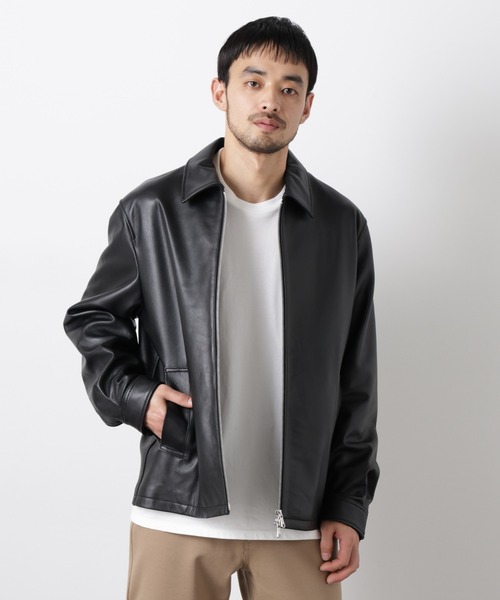 NANO universe(ナノユニバース)の「レザーシングルライダースジャケット(ライダースジャケット・メンズ・ブラック・S/M/L/XL)」の2枚目の写真