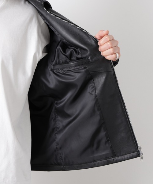 NANO universe(ナノユニバース)の「レザーシングルライダースジャケット(ライダースジャケット・メンズ・ブラック・S/M/L/XL)」の15枚目の写真