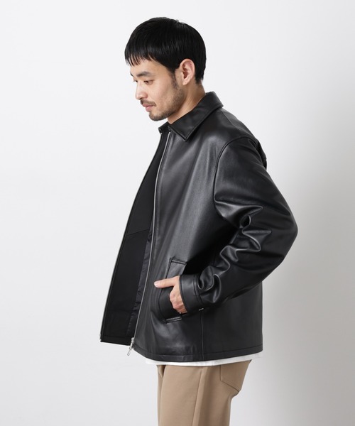 NANO universe(ナノユニバース)の「レザーシングルライダースジャケット(ライダースジャケット・メンズ・ブラック・S/M/L/XL)」の3枚目の写真