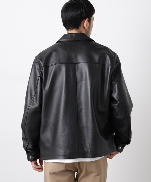 NANO universe(ナノユニバース)の「レザーシングルライダースジャケット(ライダースジャケット・メンズ・ブラック・S/M/L/XL)」の4枚目の写真