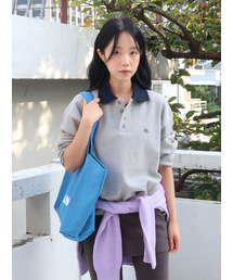 配色ラグビー長袖Tシャツ (グレー)