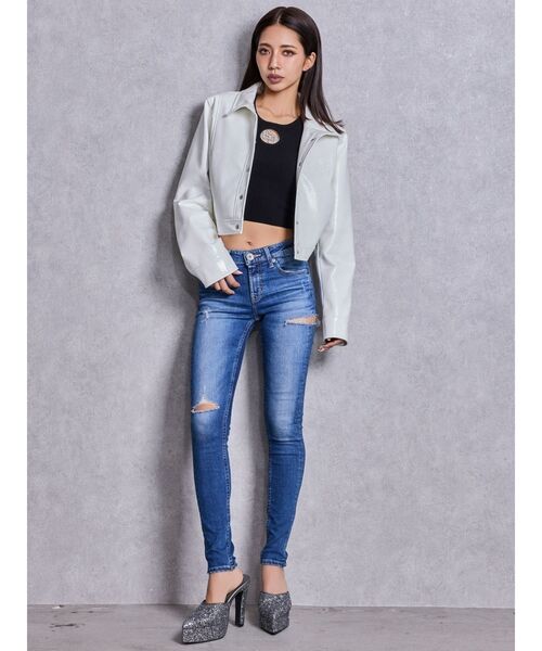 GYDA（ジェイダ）の「GG bijou MOLDニットトップス（ニット/セーター・レディース・ブラック/オフホワイト・FREE）」の20枚目の写真