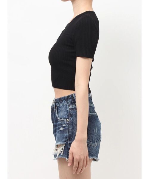 GYDA（ジェイダ）の「GG bijou MOLDニットトップス（ニット/セーター・レディース・ブラック/オフホワイト・FREE）」の14枚目の写真