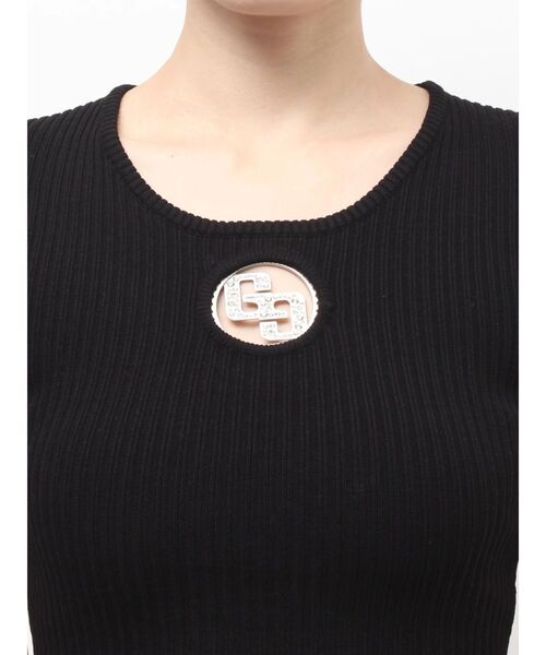 GYDA（ジェイダ）の「GG bijou MOLDニットトップス（ニット/セーター・レディース・ブラック/オフホワイト・FREE）」の12枚目の写真