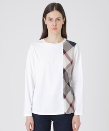 BLUE LABEL CRESTBRIDGE（ブルーレーベルクレストブリッジ）の「シルケットスムースパーシャルチェックロングスリーブＴシャツ（Tシャツ/カットソー）」