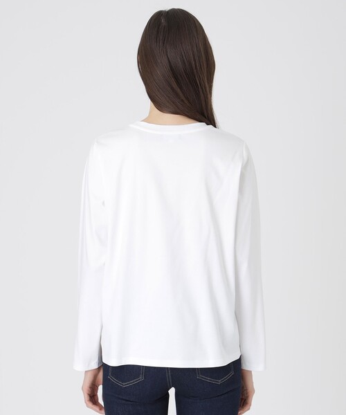 BLUE LABEL CRESTBRIDGE(ブルーレーベルクレストブリッジ)の「シルケットスムースパーシャルチェックロングスリーブTシャツ(Tシャツ/カットソー・レディース・オフホワイト/ブラック/パープル・40/38)」の13枚目の写真