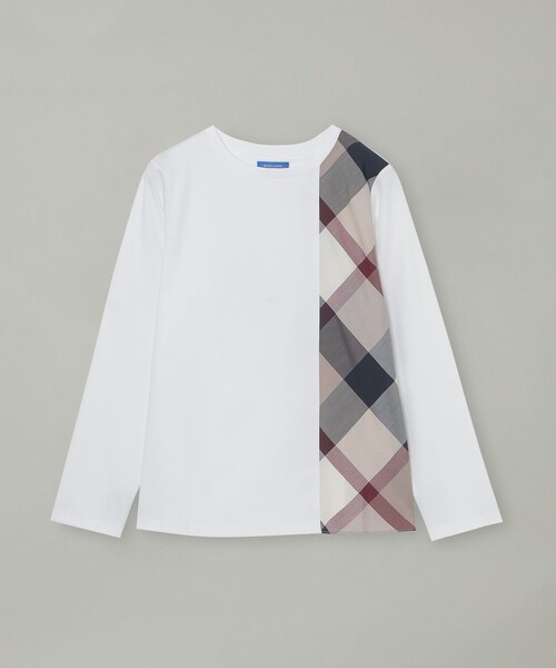 BLUE LABEL CRESTBRIDGE(ブルーレーベルクレストブリッジ)の「シルケットスムースパーシャルチェックロングスリーブTシャツ(Tシャツ/カットソー・レディース・オフホワイト/ブラック/パープル・40/38)」の12枚目の写真