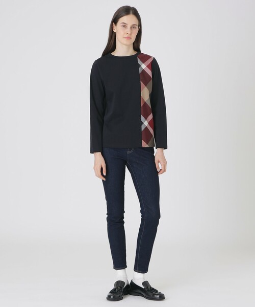 BLUE LABEL CRESTBRIDGE(ブルーレーベルクレストブリッジ)の「シルケットスムースパーシャルチェックロングスリーブTシャツ(Tシャツ/カットソー・レディース・オフホワイト/ブラック/パープル・40/38)」の11枚目の写真