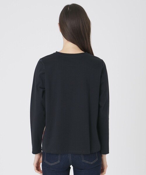BLUE LABEL CRESTBRIDGE(ブルーレーベルクレストブリッジ)の「シルケットスムースパーシャルチェックロングスリーブTシャツ(Tシャツ/カットソー・レディース・オフホワイト/ブラック/パープル・40/38)」の9枚目の写真
