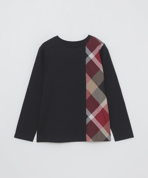 BLUE LABEL CRESTBRIDGE(ブルーレーベルクレストブリッジ)の「シルケットスムースパーシャルチェックロングスリーブTシャツ(Tシャツ/カットソー・レディース・オフホワイト/ブラック/パープル・40/38)」の8枚目の写真