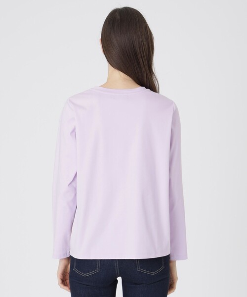 BLUE LABEL CRESTBRIDGE(ブルーレーベルクレストブリッジ)の「シルケットスムースパーシャルチェックロングスリーブTシャツ(Tシャツ/カットソー・レディース・オフホワイト/ブラック/パープル・40/38)」の5枚目の写真