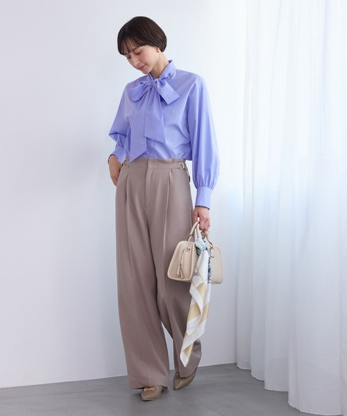 ROPE' PICNIC（ロペピクニック）の「ボウタイリボンシャツ/花粉ガード・防シワ（シャツ/ブラウス・レディース・オフホワイト/サックスブルー/ブルー/ラベンダー・FREE）」の11枚目の写真