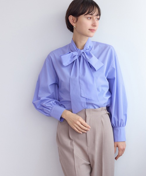 ROPE' PICNIC（ロペピクニック）の「ボウタイリボンシャツ/花粉ガード・防シワ（シャツ/ブラウス・レディース・オフホワイト/サックスブルー/ブルー/ラベンダー・FREE）」の13枚目の写真