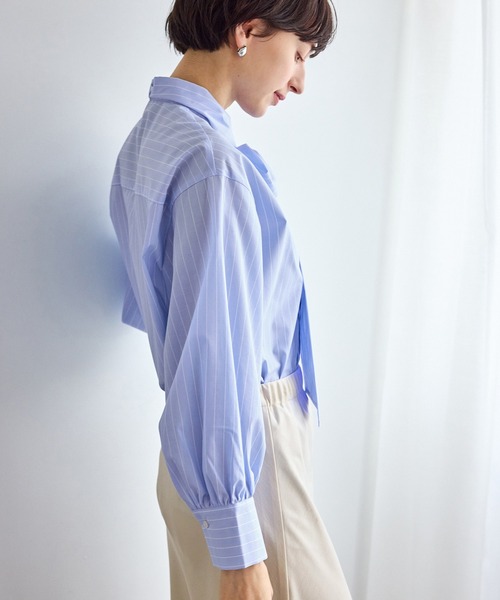 ROPE' PICNIC（ロペピクニック）の「ボウタイリボンシャツ/花粉ガード・防シワ（シャツ/ブラウス・レディース・オフホワイト/サックスブルー/ブルー/ラベンダー・FREE）」の19枚目の写真