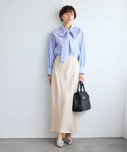 ROPE' PICNIC（ロペピクニック）の「ボウタイリボンシャツ/花粉ガード・防シワ（シャツ/ブラウス・レディース・オフホワイト/サックスブルー/ブルー/ラベンダー・FREE）」の22枚目の写真