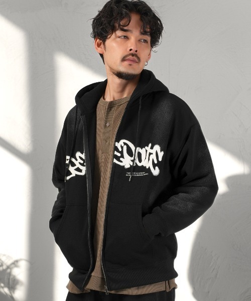 LUXSTYLE(ラグスタイル)の「裏起毛ワイドシルエットジップパーカー(パーカー・メンズ・チャコールグレー/ブラック・L/M)」の12枚目の写真