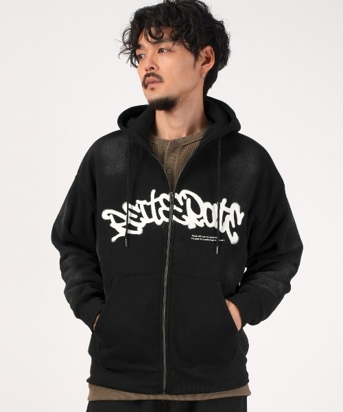 LUXSTYLE(ラグスタイル)の「裏起毛ワイドシルエットジップパーカー(パーカー・メンズ・チャコールグレー/ブラック・L/M)」の13枚目の写真