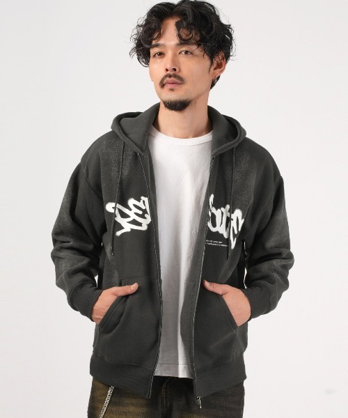 LUXSTYLE(ラグスタイル)の「裏起毛ワイドシルエットジップパーカー(パーカー・メンズ・チャコールグレー/ブラック・L/M)」の15枚目の写真