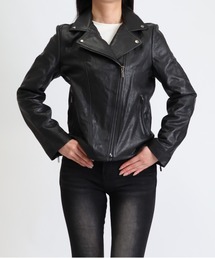 Vini（ヴィニ）の「【Vini】本革ラムレザー ダブルライダースジャケット（ライダースジャケット）」