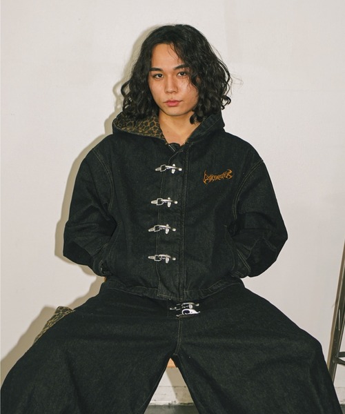 Rigid denim fireman jakcet