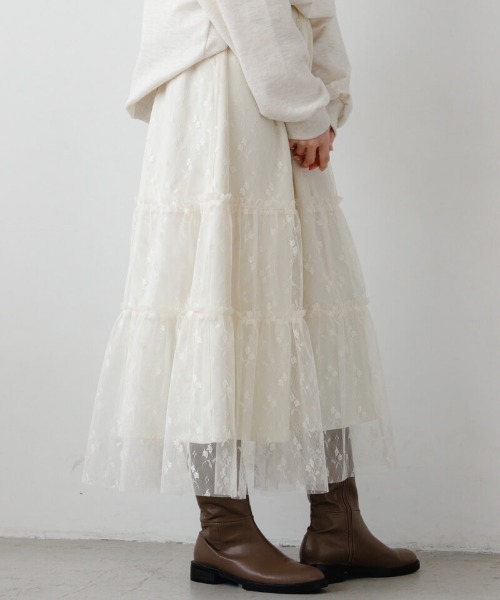 flower（フラワー）の「ブロッサムチュールスカート（スカート・レディース・アイボリー/ブラック・FREE）」の11枚目の写真