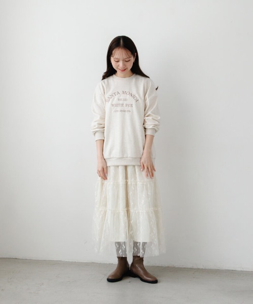 flower（フラワー）の「ブロッサムチュールスカート（スカート・レディース・アイボリー/ブラック・FREE）」の9枚目の写真