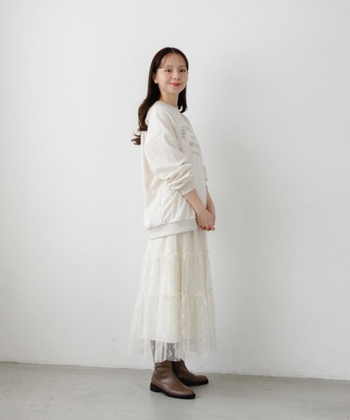 flower（フラワー）の「ブロッサムチュールスカート（スカート・レディース・アイボリー/ブラック・FREE）」の8枚目の写真