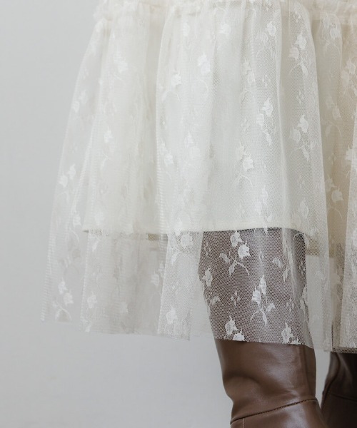 flower（フラワー）の「ブロッサムチュールスカート（スカート・レディース・アイボリー/ブラック・FREE）」の4枚目の写真