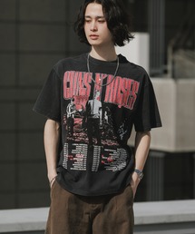 ALL RUNS | Rhinestone Design Crew Neck Band T-Shirt / ラインストーンデザイン クルーネック バンドTシャツ(Tシャツ/カットソー)