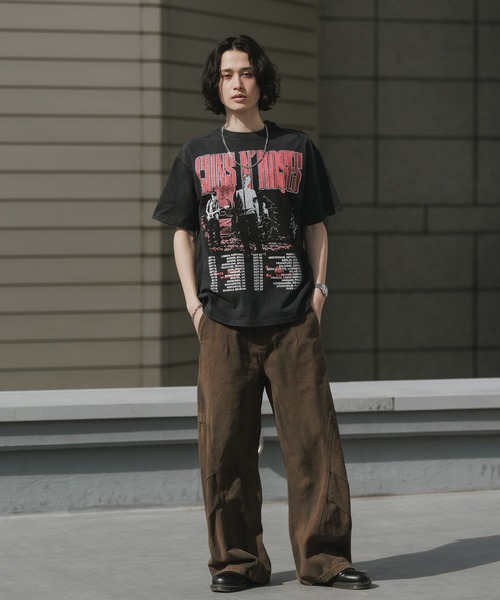 ALL RUNS（オールランズ）の「Rhinestone Design Crew Neck Band T-Shirt / ラインストーンデザイン クルーネック バンドTシャツ（Tシャツ/カットソー・メンズ・ブラック/グレー・M/L）」の6枚目の写真