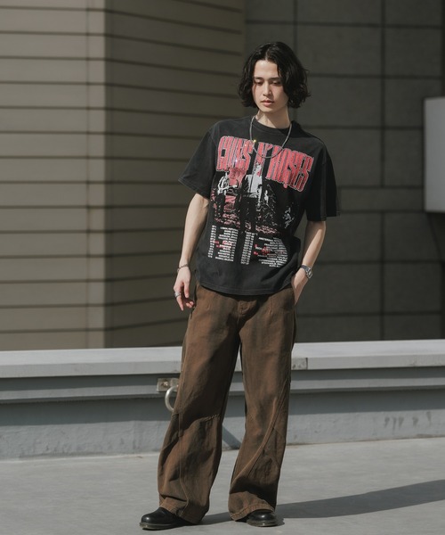 ALL RUNS（オールランズ）の「Rhinestone Design Crew Neck Band T-Shirt / ラインストーンデザイン クルーネック バンドTシャツ（Tシャツ/カットソー・メンズ・ブラック/グレー・M/L）」の8枚目の写真