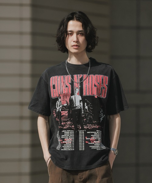 ALL RUNS（オールランズ）の「Rhinestone Design Crew Neck Band T-Shirt / ラインストーンデザイン クルーネック バンドTシャツ（Tシャツ/カットソー・メンズ・ブラック/グレー・M/L）」の3枚目の写真