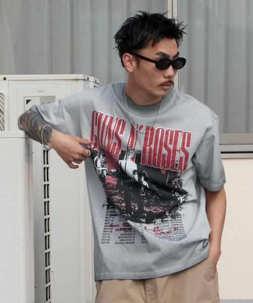 ALL RUNS（オールランズ）の「Rhinestone Design Crew Neck Band T-Shirt / ラインストーンデザイン クルーネック バンドTシャツ（Tシャツ/カットソー・メンズ・ブラック/グレー・M/L）」の14枚目の写真