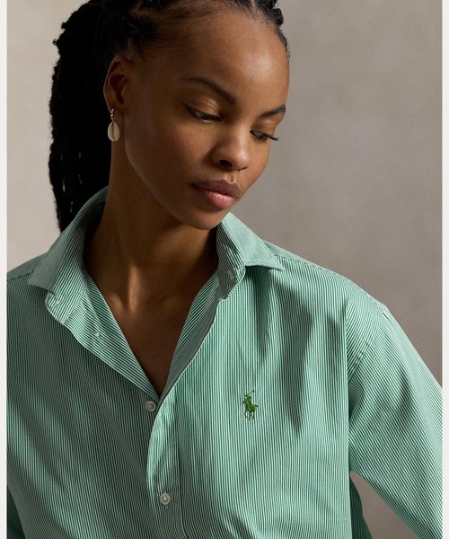 POLO RALPH LAUREN(ポロ ラルフ ローレン)の「リラックス フィット ストライプド コットン シャツ(シャツ/ブラウス・レディース・グリーン・XS/S/M/L/XL/XXS)」の6枚目の写真