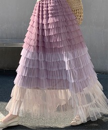 CHUL（チュル）の「グラデーションフリルチュールAラインロングスカート（スカート）」