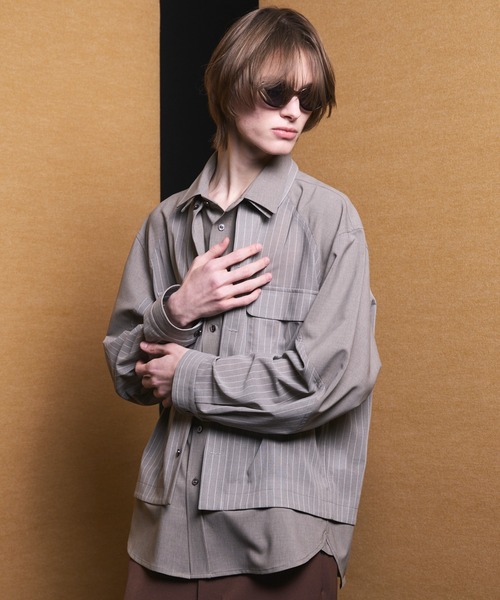 UNISEX》Prime-Over Layering Open Collar Shirt/プライムオーバーレ