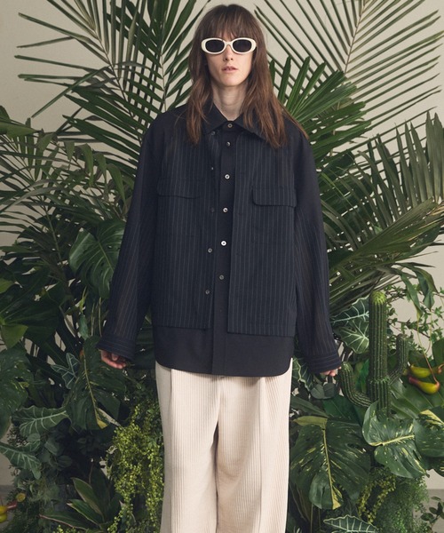 MAISON SPECIAL（メゾンスペシャル）の「《UNISEX》Prime-Over Layering Open Collar Shirt/プライムオーバーレイヤリングオープンカラーシャツ【MAISON SPECIAL/メゾンスペシャル】（シャツ/ブラウス・メンズ・グレイッシュベージュ/ブラック・2/1/0）」の11枚目の写真