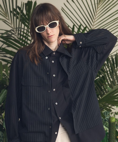 MAISON SPECIAL（メゾンスペシャル）の「《UNISEX》Prime-Over Layering Open Collar Shirt/プライムオーバーレイヤリングオープンカラーシャツ【MAISON SPECIAL/メゾンスペシャル】（シャツ/ブラウス・メンズ・グレイッシュベージュ/ブラック・2/1/0）」の15枚目の写真