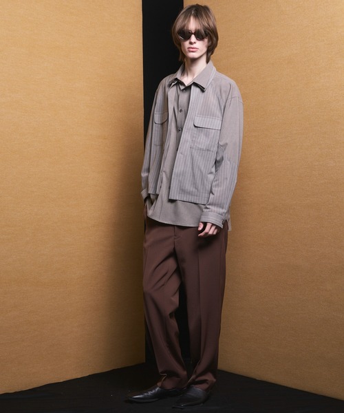 MAISON SPECIAL（メゾンスペシャル）の「《UNISEX》Prime-Over Layering Open Collar Shirt/プライムオーバーレイヤリングオープンカラーシャツ【MAISON SPECIAL/メゾンスペシャル】（シャツ/ブラウス・メンズ・グレイッシュベージュ/ブラック・2/1/0）」の10枚目の写真