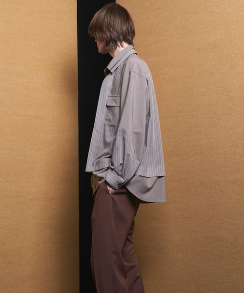 MAISON SPECIAL（メゾンスペシャル）の「《UNISEX》Prime-Over Layering Open Collar Shirt/プライムオーバーレイヤリングオープンカラーシャツ【MAISON SPECIAL/メゾンスペシャル】（シャツ/ブラウス・メンズ・グレイッシュベージュ/ブラック・2/1/0）」の17枚目の写真