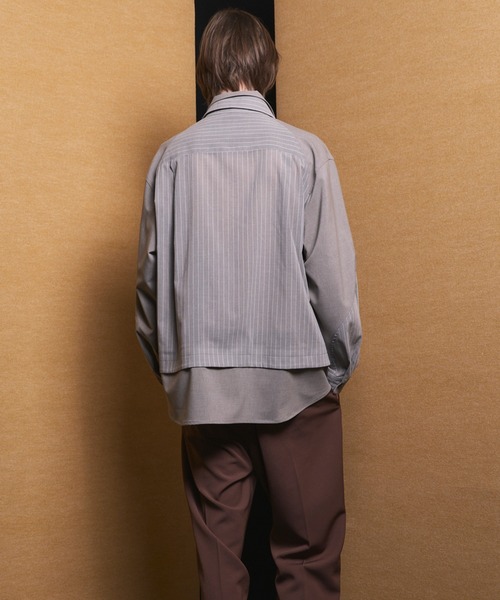MAISON SPECIAL（メゾンスペシャル）の「《UNISEX》Prime-Over Layering Open Collar Shirt/プライムオーバーレイヤリングオープンカラーシャツ【MAISON SPECIAL/メゾンスペシャル】（シャツ/ブラウス・メンズ・グレイッシュベージュ/ブラック・2/1/0）」の18枚目の写真