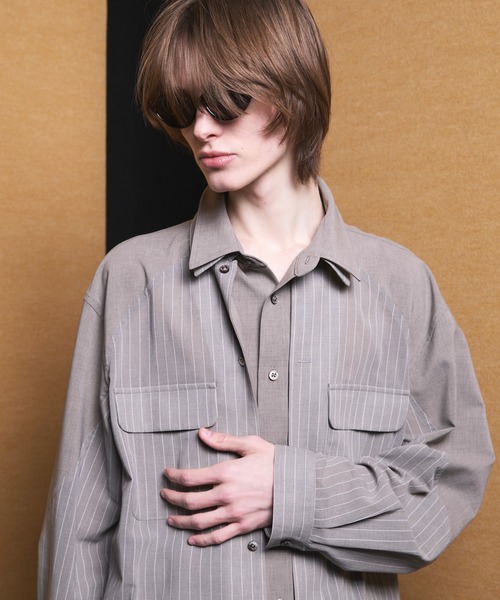 MAISON SPECIAL（メゾンスペシャル）の「《UNISEX》Prime-Over Layering Open Collar Shirt/プライムオーバーレイヤリングオープンカラーシャツ【MAISON SPECIAL/メゾンスペシャル】（シャツ/ブラウス・メンズ・グレイッシュベージュ/ブラック・2/1/0）」の19枚目の写真